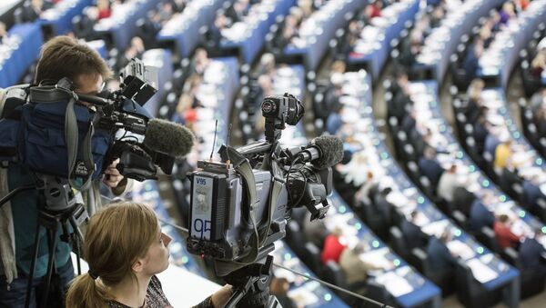 Journalists at work in the European Parliament in Strasbourg - Sputnik International