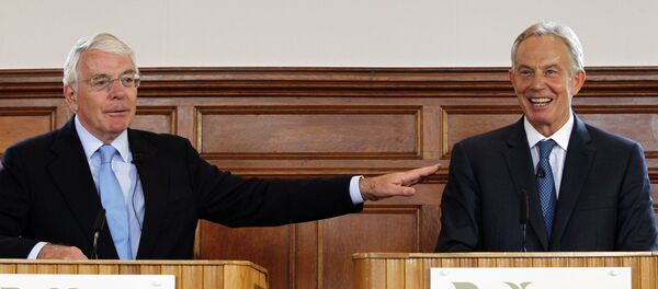 Britain's Conservative former prime minister John Major (L) and Labour former prime minister Tony Blair (R) speak at the University of Ulster in Derry (Londonderry), Northern Ireland on June 9, 2016. Britain's Conservative former prime minister John Major (L) and Labour former prime minister Tony Blair (R) speak at the University of Ulster in Derry (Londonderry), Northern Ireland on June 9, 2016. - Sputnik International