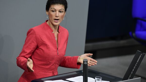Sahra Wagenknecht of the Left party (Die Linke) delivers a speech at the Bundestag (lower house of parliament) in Berlin on November 23, 2016 - Sputnik International