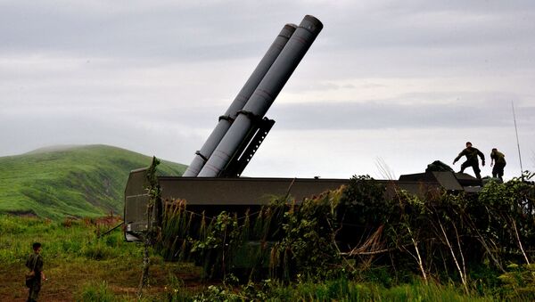 A Bastion coastal defense missile system during a drill in Primorsky Territory in the Russian Far East. - Sputnik International
