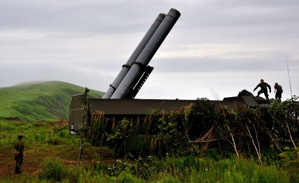A Bastion coastal defense missile system during a drill in Primorsky Territory in the Russian Far East. - Sputnik International