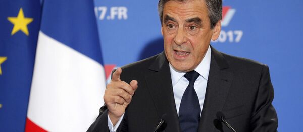 Francois Fillon, former French prime minister and member of Les Republicains political party, delivers his speech after partial results in the second round for the French center-right presidential primary election in Paris, France, November 27, 2016. Francois Fillon, former French prime minister and member of Les Republicains political party, delivers his speech after partial results in the second round for the French center-right presidential primary election in Paris, France, November 27, 2016. - Sputnik International