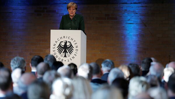 German Chancellor Angela Merkel gives a speech at the 60th anniversary of the founding of the German Intelligence Services (BND) in Berlin, Germany - Sputnik International