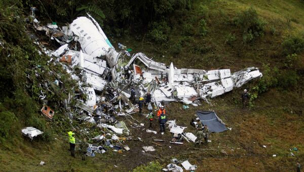 Wreckage from a plane that crashed into Colombian jungle with Brazilian soccer team Chapecoense, is seen near Medellin, Colombia, November 29, 2016. - Sputnik International
