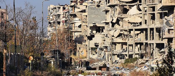 Destruction is seen in Aleppo's Bustan al-Basha neighbourhood on November 28, 2016 Destruction is seen in Aleppo's Bustan al-Basha neighbourhood on November 28, 2016 - Sputnik International