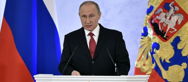 Russian President Vladimir Putin addresses the Federal Assembly of both houses of parliament at the Kremlin in Moscow on December 1, 2016. - Sputnik International