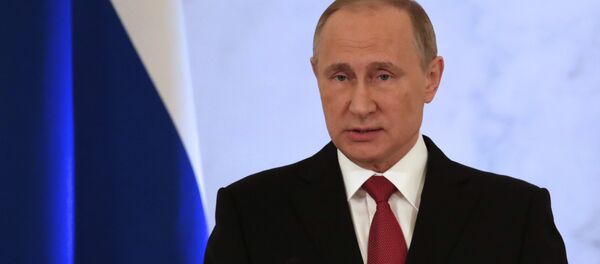 Russian President Vladimir Putin speaks as he gives his annual state of the nation address in the Kremlin in Moscow, Russia, Thursday, Dec. 1, 2016. - Sputnik International
