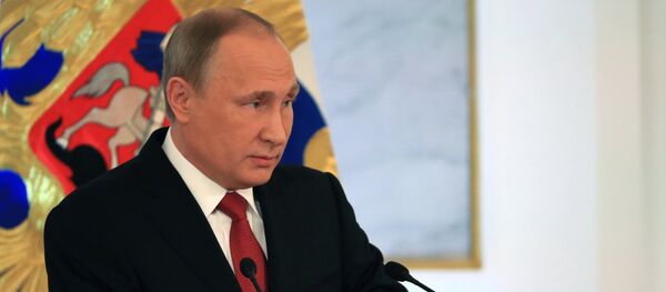 December 1, 2016. Russian President Vladimir Putin delivers his Annual Presidential Address to the Federal Assembly at the Kremlin's St. George Hall. December 1, 2016. Russian President Vladimir Putin delivers his Annual Presidential Address to the Federal Assembly at the Kremlin's St. George Hall. - Sputnik International