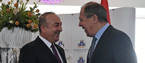 Russian Foreign Minister Sergei Lavrov, right, and Turkish Foreign Minister Mevlut Cavusoglu meet in Turkey Russian Foreign Minister Sergei Lavrov, right, and Turkish Foreign Minister Mevlut Cavusoglu meet in Turkey - Sputnik International