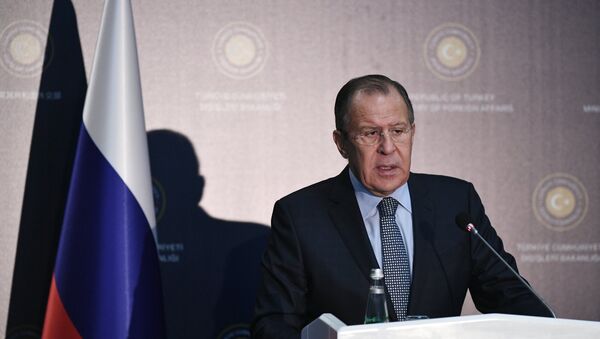 Russian Foreign Minister Sergei Lavrov at a news conference following a meeting with Turkish Foreign Minister Mevlut Cavusoglu in Turkey - Sputnik International