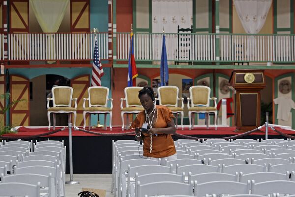 A government employee tests translation devices in preparation for a ceremony at the Caracol Industrial Park, in Caracol, Haiti (File) A government employee tests translation devices in preparation for a ceremony at the Caracol Industrial Park, in Caracol, Haiti (File) - Sputnik International