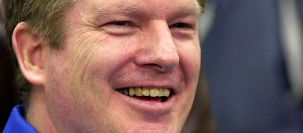 Space Shuttle Discovery astronaut Bill Shepherd smiles 21 March 2001 after returning from the International Space Station in the Suit Up Room in the astronaut quarters check out building at the Kennedy Space Center. Space Shuttle Discovery astronaut Bill Shepherd smiles 21 March 2001 after returning from the International Space Station in the Suit Up Room in the astronaut quarters check out building at the Kennedy Space Center. - Sputnik International