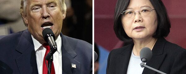 FILE - This combination of two photos shows U.S. President-elect Donald Trump, left, speaking during a USA Thank You tour event in Cincinatti Thursday, Dec. 1, 2016, and Taiwan's President Tsai Ing-wen, delivering a speech during National Day celebrations in Taipei, Taiwan, Monday, Oct. 10, 2016 FILE - This combination of two photos shows U.S. President-elect Donald Trump, left, speaking during a USA Thank You tour event in Cincinatti Thursday, Dec. 1, 2016, and Taiwan's President Tsai Ing-wen, delivering a speech during National Day celebrations in Taipei, Taiwan, Monday, Oct. 10, 2016 - Sputnik International