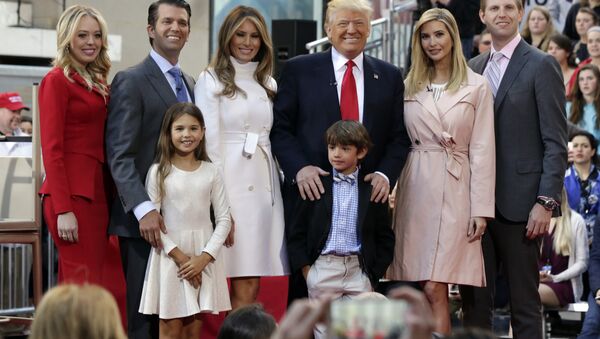 Republican presidential candidate Donald Trump, fourth from left, poses for a photo with family members on the NBC Today television program, in New York, Thursday, April 21, 2016 - Sputnik International