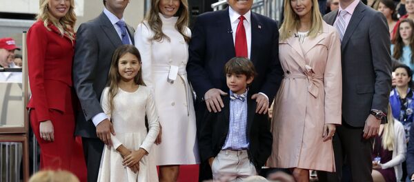Republican presidential candidate Donald Trump, fourth from left, poses for a photo with family members on the NBC Today television program, in New York, Thursday, April 21, 2016 - Sputnik International