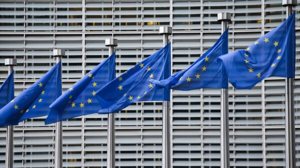 European Union flags in front of the European Commission headquarters in Brussels. (File) - Sputnik International