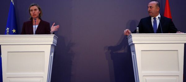 High Representative of the European Union for Foreign Affairs and Security Policy Federica Mogherini (L) and Turkish Foreign Minister Mev lut Cavusoglu. (File) High Representative of the European Union for Foreign Affairs and Security Policy Federica Mogherini (L) and Turkish Foreign Minister Mev lut Cavusoglu. (File) - Sputnik International