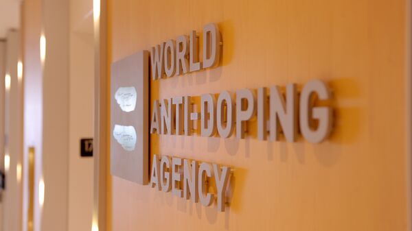 Picture of the logo of World Anti-Doping Agency (WADA)taken on September 20, 2016 at the headquarter of the organisation in Montreal. - Sputnik International