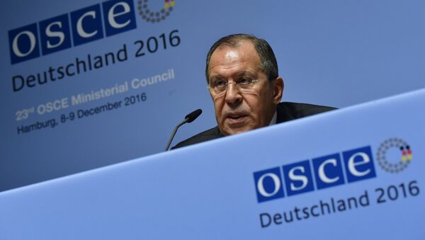 Russia's Foreign Minister Sergei Lavrov addresses a press conference during the foreign ministers' meeting of the Organisation for Security and Cooperation in Europe (OSCE) in Hamburg, northern Germany, on December 9, 2016. - Sputnik International