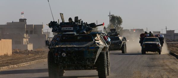 Iraqi security forces members drive a military vehicle in Qaraqosh, near Mosul, Iraq December 9, 2016 - Sputnik International