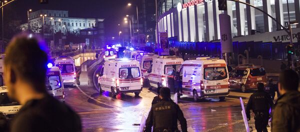 Police officers and ambulances fill the street next to the Besiktas football club stadium, in Istanbul, late Saturday, Dec. 10, 2016. Two loud explosions have been heard near the newly built soccer stadium and witnesses at the scene said gunfire could be heard in what appeared to have been an armed attack on police.Turkish authorities have banned distribution of images relating to the Istanbul explosions within Turkey. Police officers and ambulances fill the street next to the Besiktas football club stadium, in Istanbul, late Saturday, Dec. 10, 2016. Two loud explosions have been heard near the newly built soccer stadium and witnesses at the scene said gunfire could be heard in what appeared to have been an armed attack on police.Turkish authorities have banned distribution of images relating to the Istanbul explosions within Turkey. - Sputnik International