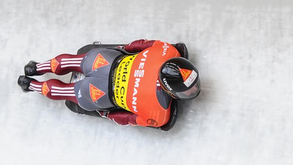 Latvia's Martins Dukurs takes part in the test events at the 9th stage of the Bobsleigh and Skeleton World Cup in Sochi. File photo - Sputnik International