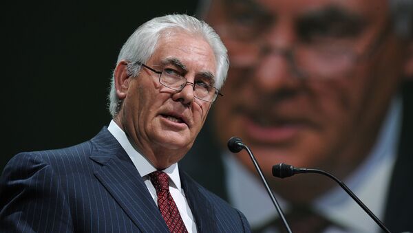 This file photo taken on June 02, 2015, shows Exxon Mobil Chairman and CEO Rex Tillerson addressing the World Gas Conference in Paris - Sputnik International