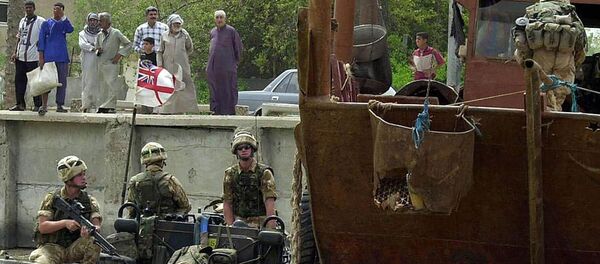 British Royal Marines of 'L' Company, 42 Commando, carrying out a river patrol to check boats on the Shat al Arab (File) - Sputnik International