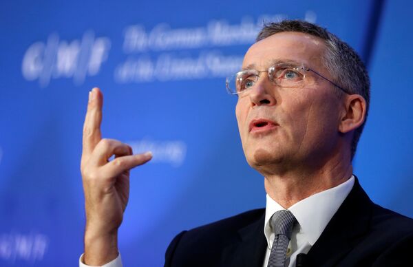 NATO Secretary-General Jens Stoltenberg delivers a speech on European defence and transatlantic security at the German Marshall Fund think-tank in Brussels, Belgium, November 18, 2016. NATO Secretary-General Jens Stoltenberg delivers a speech on European defence and transatlantic security at the German Marshall Fund think-tank in Brussels, Belgium, November 18, 2016. - Sputnik International