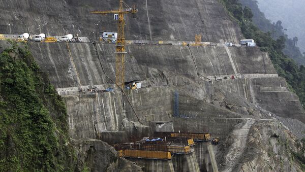 A view of the under-construction dam tunnels at the site of National Hydroelectric Power Corporation's 2000 megawatt Subansiri Lower hydroelectric project in Arunachal Pradesh state, India. (File) - Sputnik International