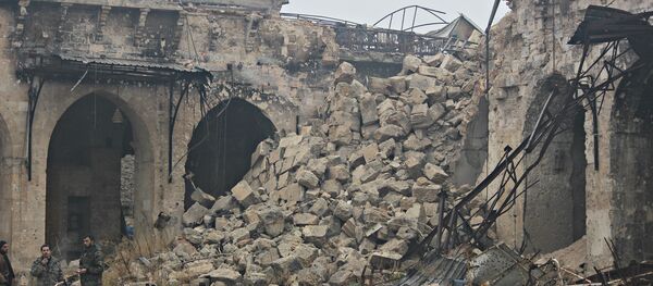 Destroyed Minaret of the Umayyed Mosque, Old City, East Aleppo. Liberated by SAA Destroyed Minaret of the Umayyed Mosque, Old City, East Aleppo. Liberated by SAA - Sputnik International