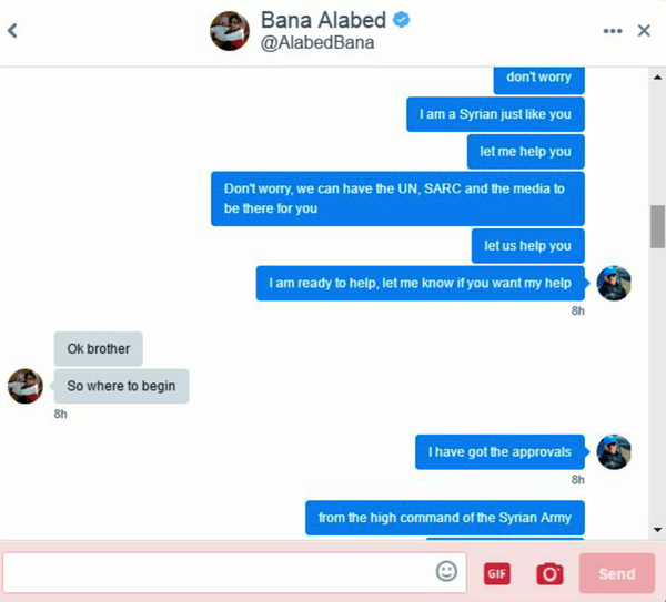 Twitter conversation between Maytham Al Ashkar and al-Abed's account Twitter conversation between Maytham Al Ashkar and al-Abed's account - Sputnik International