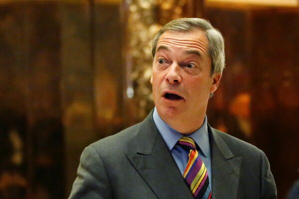 Nigel Farage stands in the lobby of Trump Tower in Manhattan, New York, U.S., December 15, 2016.   - Sputnik International