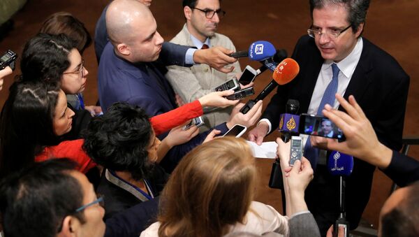 Permanent Representative of France to the United Nations Francois Delattre speaks to media ahead of a United Nations Security Council vote, aimed at ensuring that U.N. officials can monitor evacuations from besieged parts of the Syrian city of Aleppo, at the United Nations in Manhattan, New York City, U.S., December 18, 2016 - Sputnik International