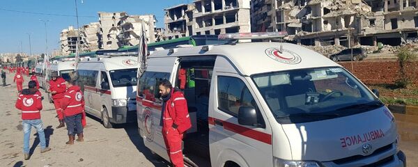 Ambulances in a liberated neighborhood of eastern Aleppo, Syria - Sputnik International