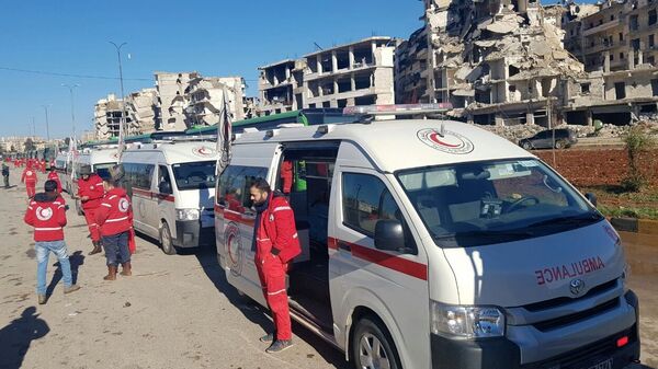 Ambulances in a liberated neighborhood of eastern Aleppo, Syria - Sputnik International