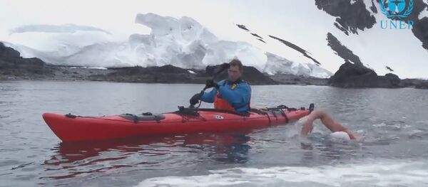 Patron of the oceans Lewis Pugh Swims in the Antarctica - Sputnik International