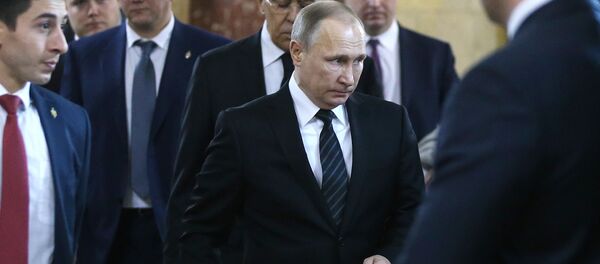 Russian President Vladimir Putin at the ceremony to pay last respects to Russian Ambassador to Turkey Andrei Karlov, at the Russian Foreign Ministry - Sputnik International