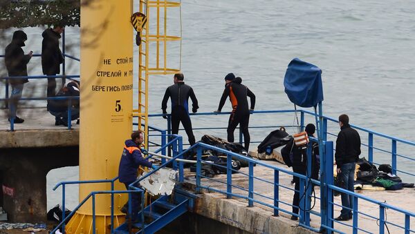 Rescue operation at Russian Defense Ministry's TU-154 aircraft crash site in Sochi - Sputnik International