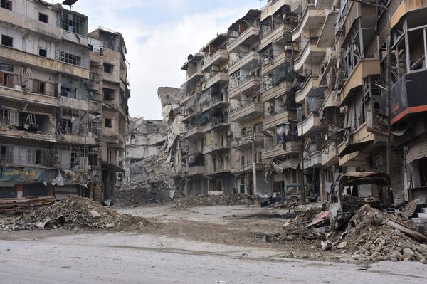 Destroyed quarters of liberated Aleppo. Destroyed quarters of liberated Aleppo. - Sputnik International