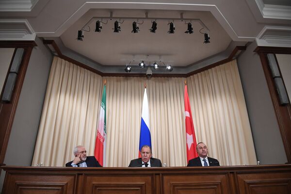 News conference by foreign ministers of Russia, Iran and Turkey - Sputnik International