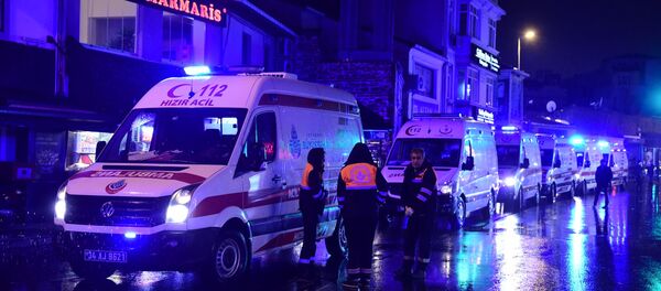 Ambulances are seen at the site of an armed attack January 1, 2017 in Istanbul. Ambulances are seen at the site of an armed attack January 1, 2017 in Istanbul. - Sputnik International