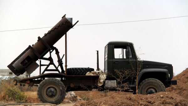 Self-made missile launcher El-Fil (the English for elephant) based on truck GAZ outside Damasсus. (File) - Sputnik International