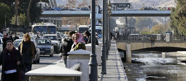 A general view shows people walking near the Barada river in the Syrian capital Damascus on January 3, 2017 A general view shows people walking near the Barada river in the Syrian capital Damascus on January 3, 2017 - Sputnik International