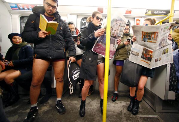 Passengers strip down to their pants for no trousers Tube ride