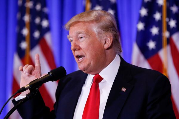 US President-elect Donald Trump speaks during a press conference in Trump Tower, Manhattan, New York, US, January 11, 2017. - Sputnik International
