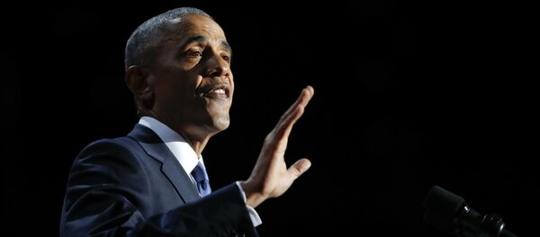 In this Jan. 10, 2017, photo, President Barack Obama speaks during his farewell address at McCormick Place in Chicago In this Jan. 10, 2017, photo, President Barack Obama speaks during his farewell address at McCormick Place in Chicago - Sputnik International