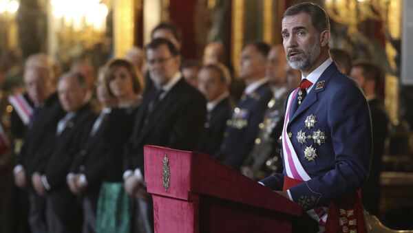 Spain's King Felipe VI gives a speech during Epiphany Day celebrations at the Royal Palace in Madrid, Spain, January 6, 2017. - Sputnik International