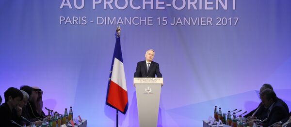 French Minister of Foreign Affairs Jean-Marc Ayrault addresses delegates at the opening of the Mideast peace conference in Paris on January 15, 2017. French Minister of Foreign Affairs Jean-Marc Ayrault addresses delegates at the opening of the Mideast peace conference in Paris on January 15, 2017. - Sputnik International