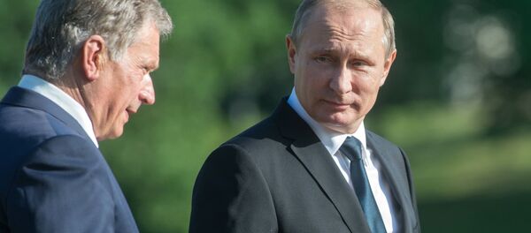 July 1, 2016. President Vladimir Putin (right) and President of the Republic of Finland Sauli Niinisto before a joint news conference following their meeting in Naantali. July 1, 2016. President Vladimir Putin (right) and President of the Republic of Finland Sauli Niinisto before a joint news conference following their meeting in Naantali. - Sputnik International
